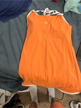ALO Yoga Orange Mini Dress with White Straps